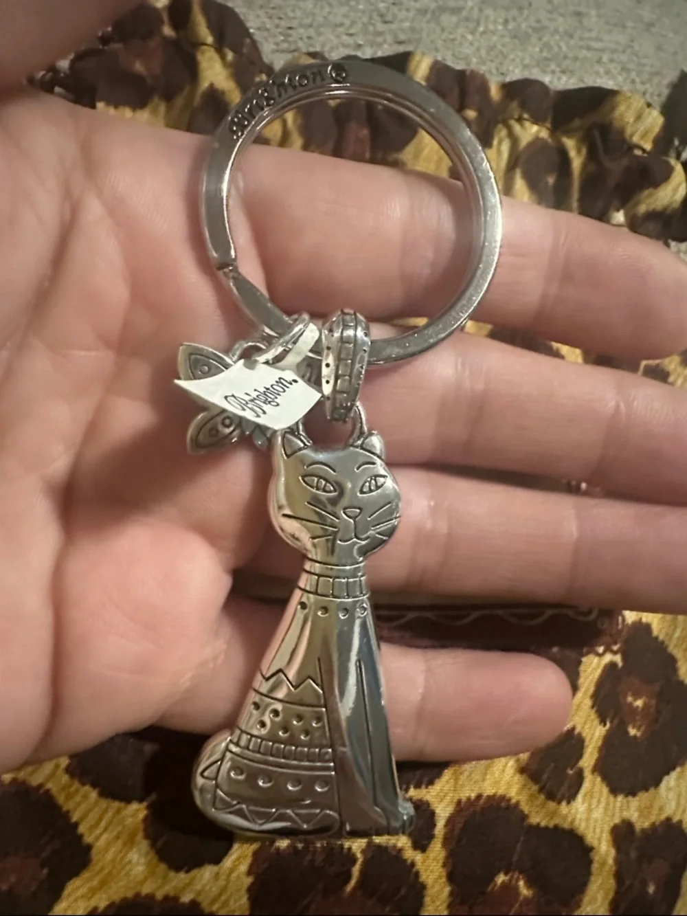Brighton Silver Cat Keychain